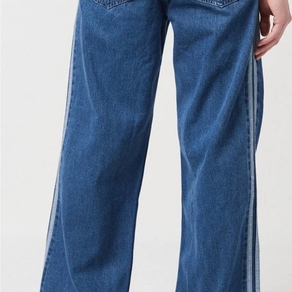 adidas Men's Denim Track Jeans in Blue with Side Stripes - Picture 2 of 6